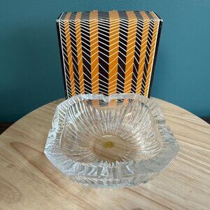 Vintage Crystal Ashtray Hoya Mikasa Japan Square MBA5250 NOS with Box Heavy
